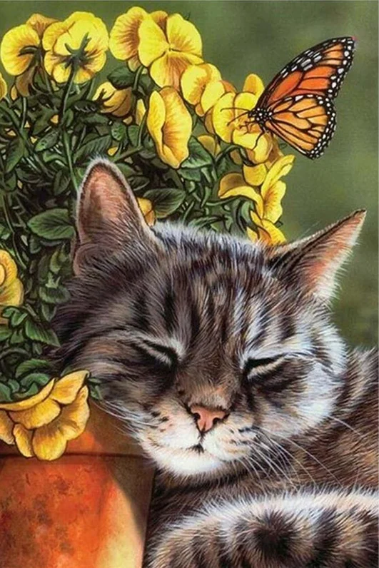 

5D DIY circular Diamond Painting Animal Cat 3D Diamond Embroidered Cross Stitch Pattern Home Decor