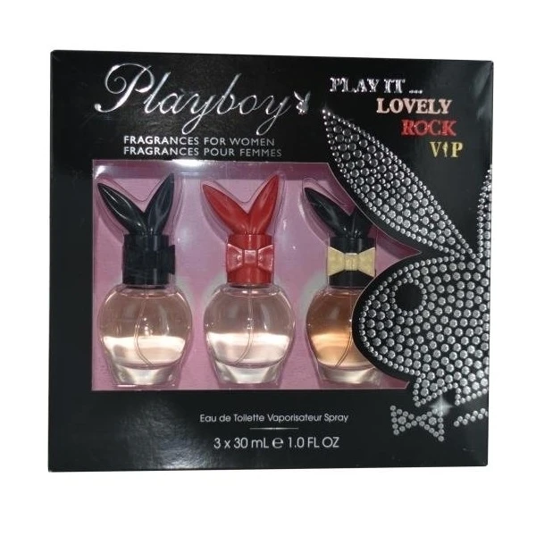 Playboy Play It... Lovely, Rock, VIP Three Piece Women's Fragrance Gift Set