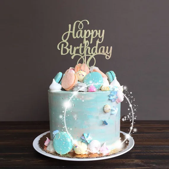 KUNGYO “Happy Birthday” Decoración de la Torta de Cumpleaños Mini Bandera Azul y 1 Topper de la Torta para la Fiesta de Cumpleaños de 1 Años del Niño 