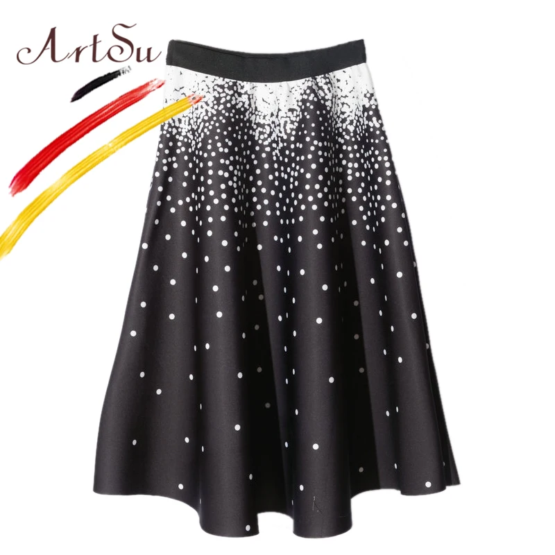 ArtSu стильная юбка-пачка в стиле Одри Хепберн, макси юбки, зимняя свободная плиссированная юбка, женские вечерние юбки с принтом, ASSK20056