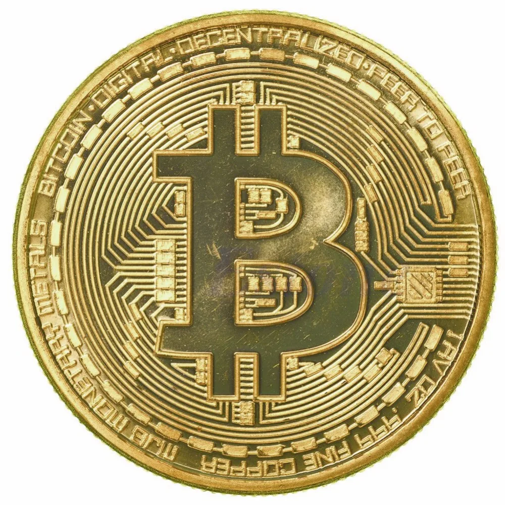 1Pc Gold Plated Bitcoin Coin Collectible Gift BTC Coin Art Collection Physical