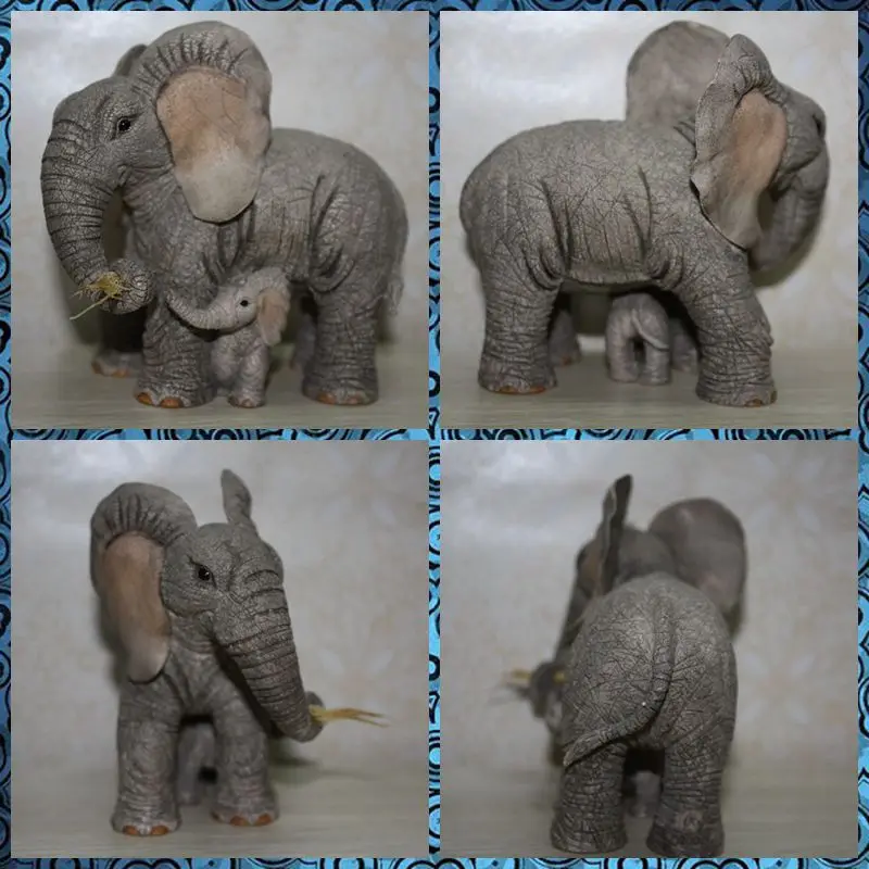 

Free shipping Mom and Baby Elephant Figures Resin toy vivid lifelike cute pet animal cake home office car decoration party gifts