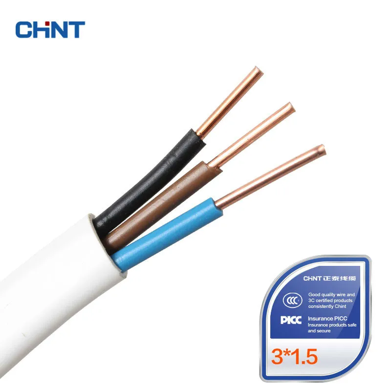 

CHNT Wire And Cable Two Core Parallel Lines White Copper Wire BVVB 3 * 1.5 Square Jacket Line 100 Meters