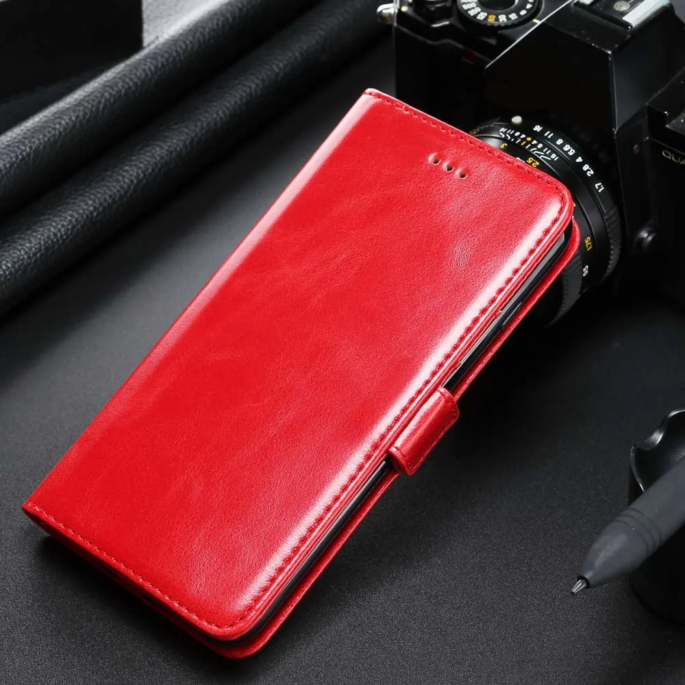Роскошные телефона Чехлы для iPhone 6 6s 8 7 плюс Ретро Для мужчин флип кожаный коричневый кошелек крышка мобильного чехол для iPhone X XR XS Макс 5 5S SE - Цвет: Red