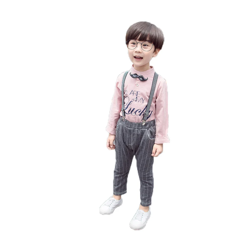 

Spring Autumn Children Baby Boys Clothing Infant Cartoon Beard Shirt Belt Pants 2Pcs/Sets Kids Casual Suits Toddler Tracksuit