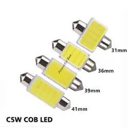 2 x C5W удара 1,5 Вт холодный белый светодио дный лампочка 31-36-39-41 мм длина Купол Чтение отделение номерной знак лампы для DC12V автомобиля