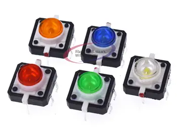 

5PCS 1 set 12X12X7.3 Tactile Push Button Switch Momentary Tact LED 5 Color 12X12X7.3mm 12*12*7.3mm