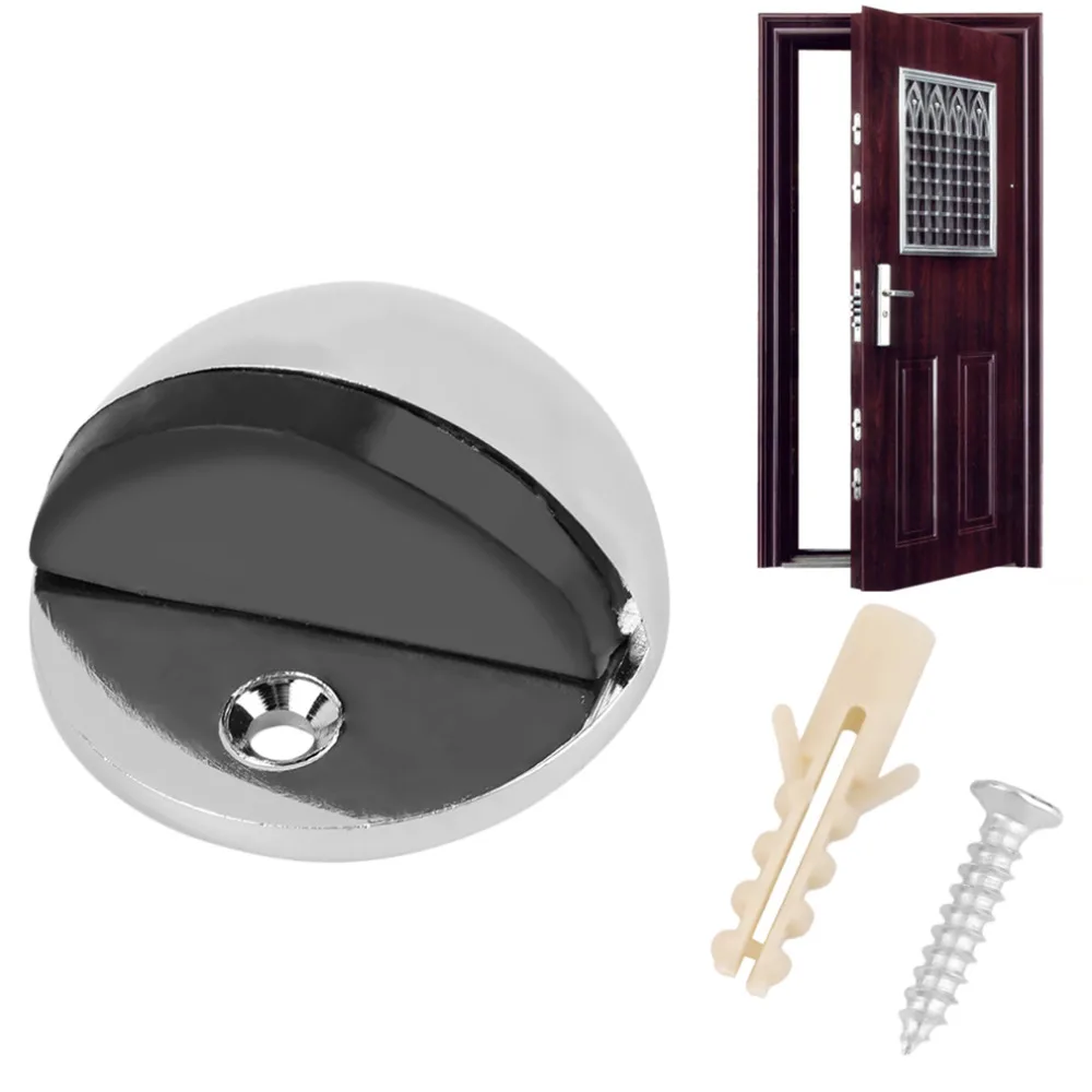 1pc New APS Zinc alloy Satin Chrome Half Moon Door Stopper Wood Holder 44mm Dia Casting Floor-mounted Stops | Обустройство дома