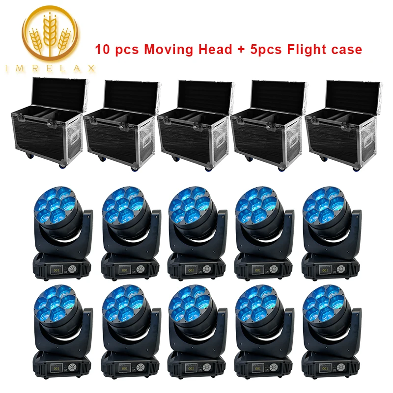 

IMRELAX Hot Sale 10PCS ZOOM Wash LED Moving Head Light Stage DJ Disco Light With Flight Case Package
