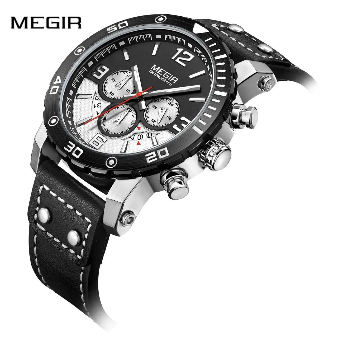 

MEGIR Men Watch Chronograph Sport Watch Waterproof Fashion Top Brand Alloy Dial Wristwatch Auto Date Current Watches Relogio