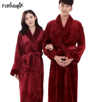 

Fdfklak Couples Bathrobe Flannel Thick Warm Winter Robes Long Sleeve Man And Women Robe Sleepwear Home Clothes Bath Robes