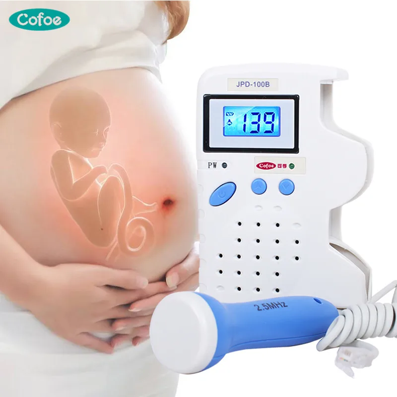 Baratos Cofoe Doppler Fetal hogar portátil mujeres embarazadas Prenatal bebé ultrasonido corazón Monitor de sonido a la radiación No estetoscopio