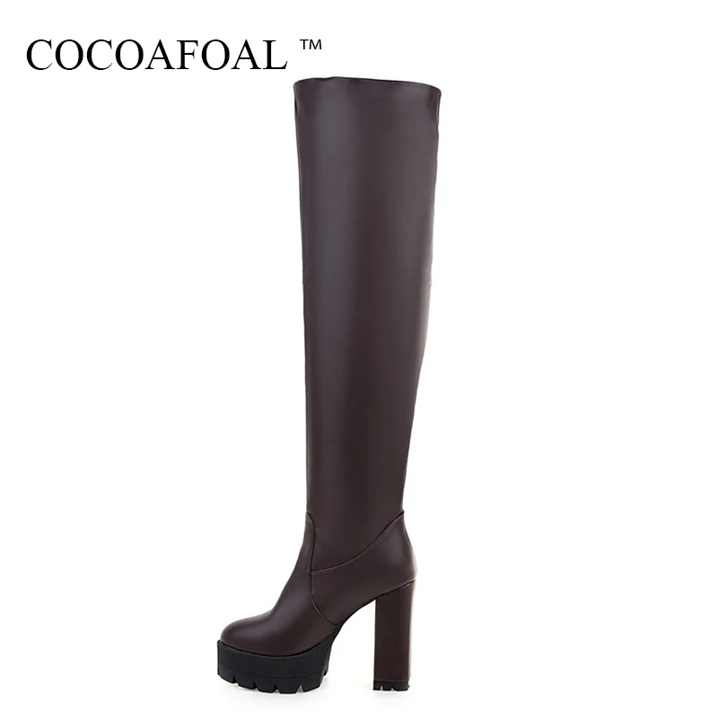 

COCOAFOAL Winter Women's Over The Knee Boots Woman Thigh High Boots Blue Sexy Plus Size 43 Sexy Fashion High Heeled Shoes 2018