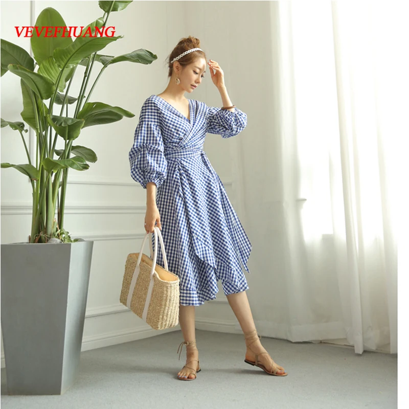 

New Autumn Cute Women dress Striped Small Clear Dresses Blue Black L0692