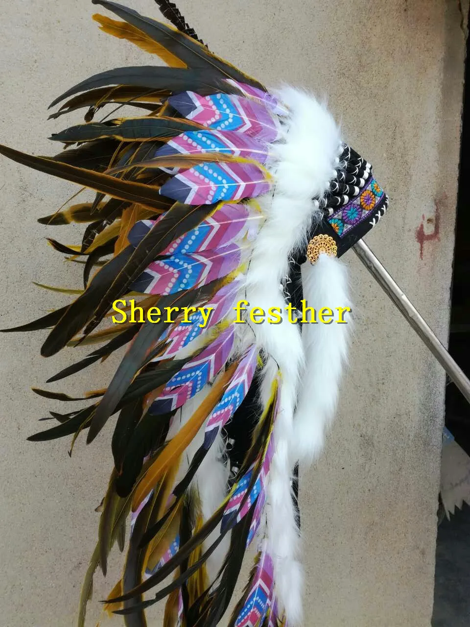 

orange 36inch Feather headdress headpiece costumes hat for costume party