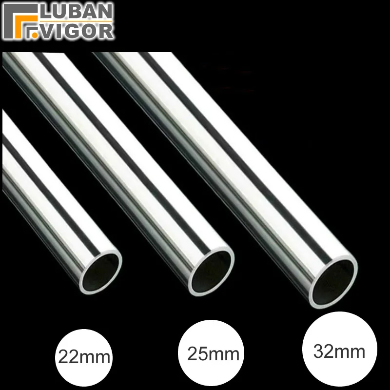 Goede Rvs rechte buis pijp, 22 25 32mm, Spiegel afwerking, Garderobe kleding rail kleren staaf toren hanger, DIY meubels onderdelen