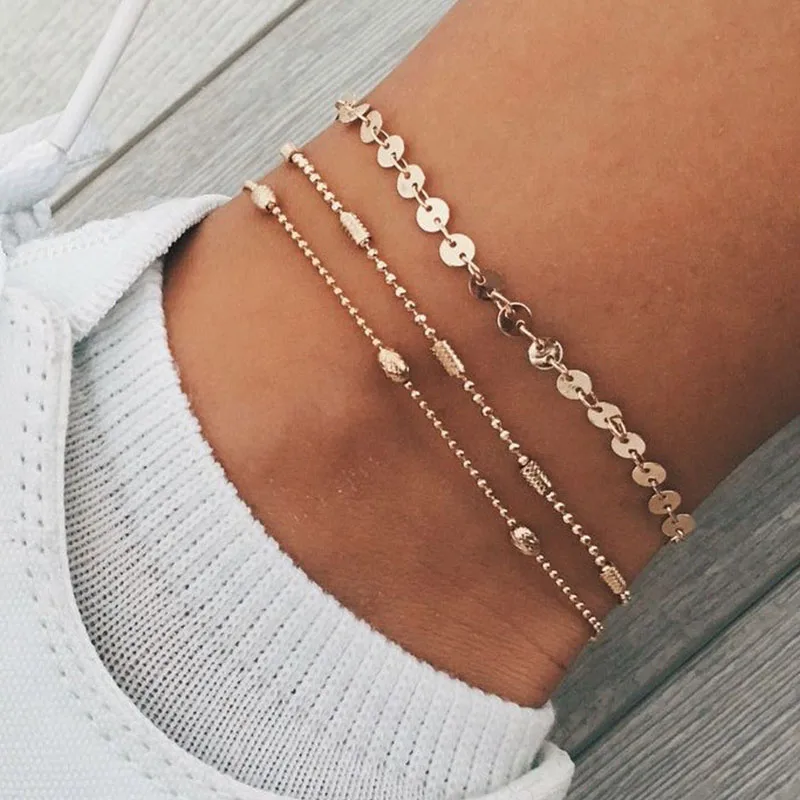 EN Bohemian Women's Anklet Retro Gold Color Beads Chain Sequins Anklets & Bracelets 3Pcs Multilayer Bohemian Legs Feet Jewelry EN Bohemian Women's Anklet Retro Gold Color Beads Chain Sequins Anklets & Bracelets 3Pcs Multilayer Bohemian Legs Feet Jewelry