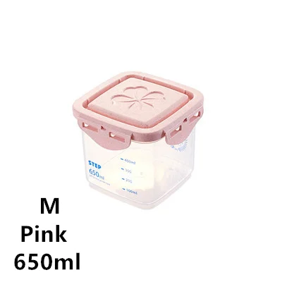 MAIKAMI Кухня Половина флип коробка для хранения еды бак для хранения герметичные пластиковые контейнеры Герметичные банки для грубой крупы зерна - Цвет: Pink 650ml