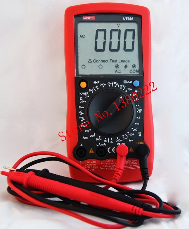 

UNI-T UT58A Ammeter Multitester DMM Digital Multimeters DC/AC Voltage Current Resistance Capacitance Tester Data