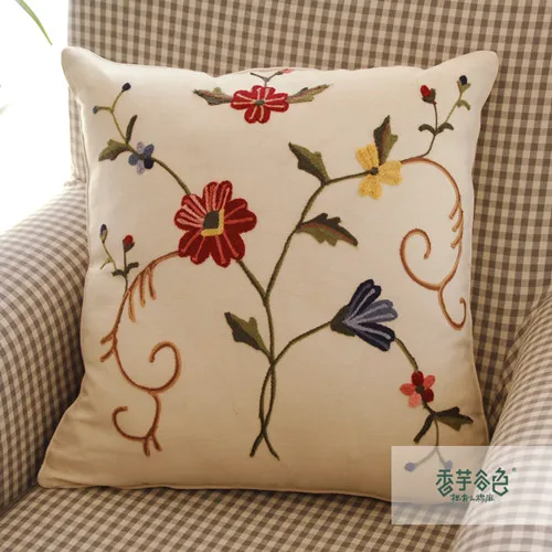 С китайской вышивкой ручной работы Чехлы для подушек национальные украшения дома Чехлы для подушек - Цвет: Cotton linen