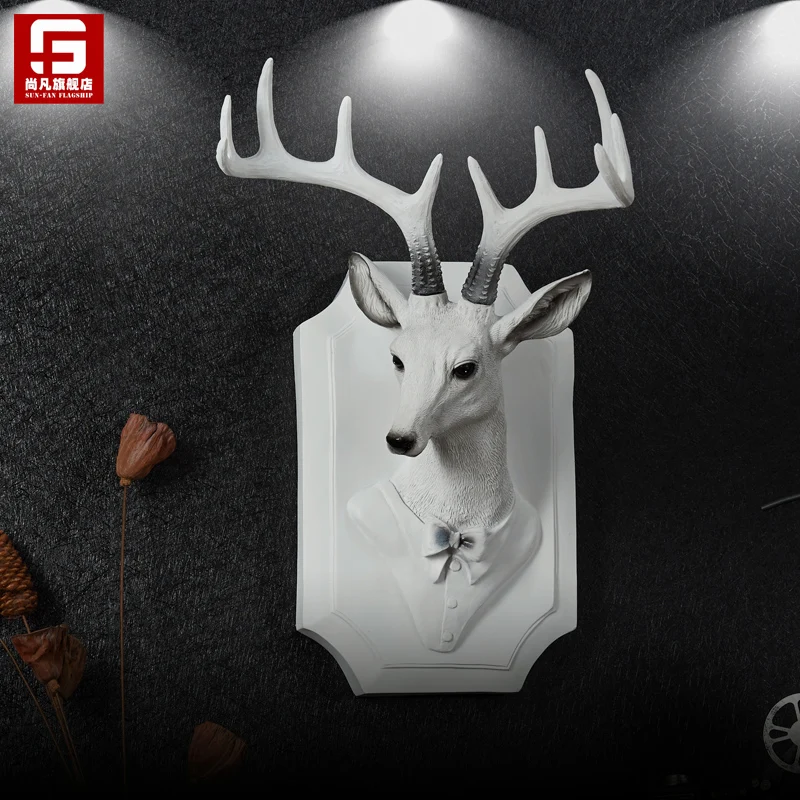 

head Arts Crafts Where is the creative deer head hanging wall living room shop cafe American retro stereo Wall Decoration pendan