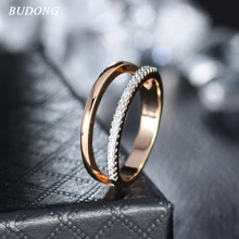 BUDONG обручальные кольца для женщин, Свадебные обручальные ювелирные изделия, прозрачные CZ Женские аксессуары, кольцо на палец XUR643