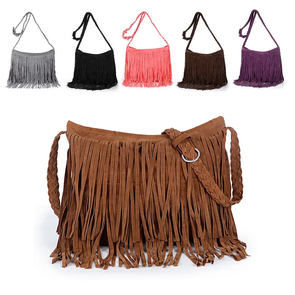 

Women Tassel Fringe Shoulder Messenger Suede Handbag Cross Body Bag Purse k