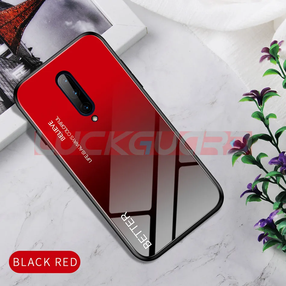 Градиентный чехол для телефона из закаленного стекла для OnePlus 7 Pro One Plus 7 Pro Ультра тонкий роскошный силиконовый бампер для Oneplus 7 1+ 7