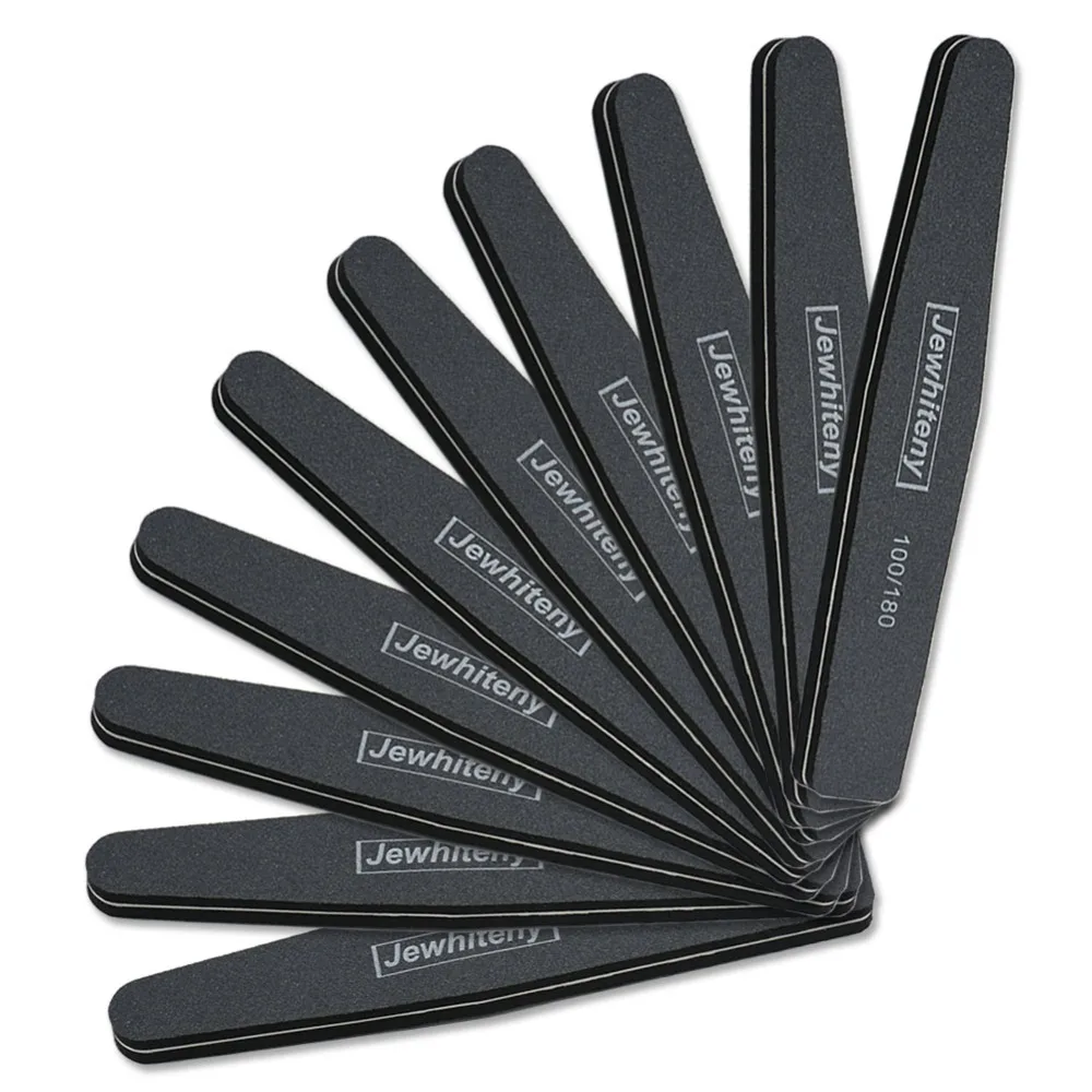 

10 Pcs Nail Files 100/180 Sanding Buffer Block Pedicure Manicure Buffing Polish Beauty Tools Professional Black Nail Files Boat