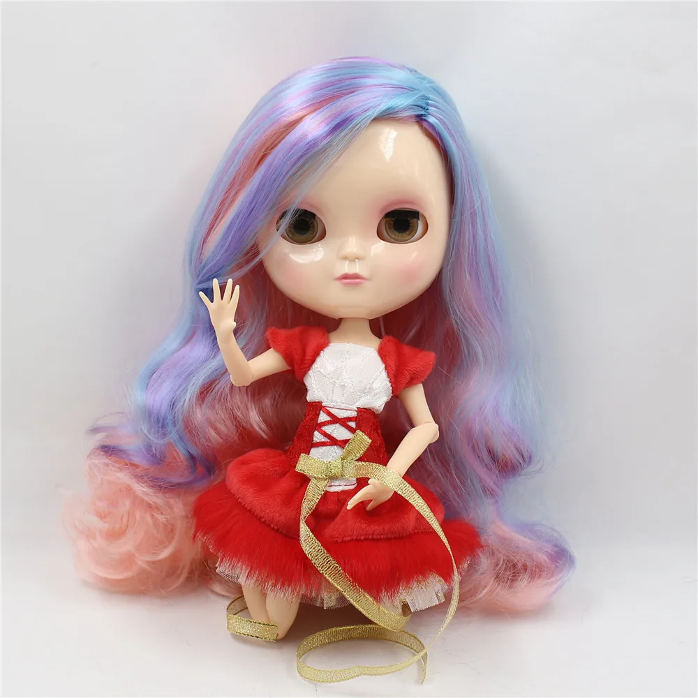 

Free shipping Nude ICY Doll mix pink blue purple hair with JOINT body lower price 1/6 doll 30cm with makeup BL1010/7216/6227