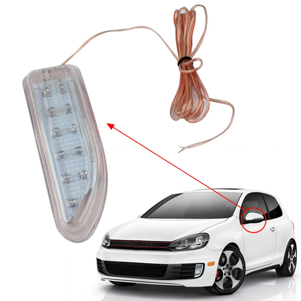 

NEWEST Universal Car 2 Pcs Best Blade Shape Auto Rearview Side Mirror Turn Signal LED Lights Light Yellow Vehicle Parts Accessor