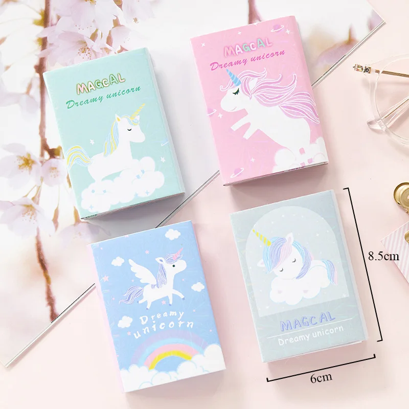 Kawaii memo pad 6 складной Единорог Липкие заметки этикетки наклейки многоцветные