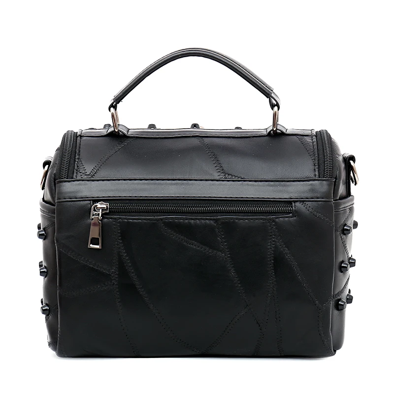 Rdywbu Women Real Split Sheep Leather Messenger Bag Rivet Skull Tote Handbag Travel Crossbody Bolsas Femininas Dollar Price B287