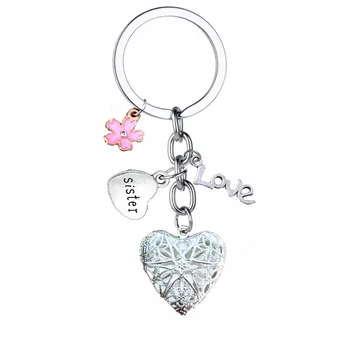 

12PC/Lot Fashion Sis Sister Keychain Flower Locket Heart Pendant Keyring For Women Girls Family Best Friend Key Chain Ring Gifts
