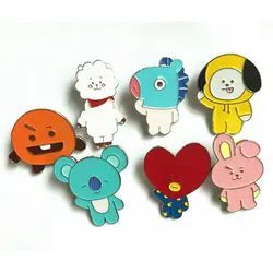 БЦ Bangtan мальчики значок милый мультфильм BT21 Q стили Металла Брошь Симпатичные Ткань аксессуары и украшения