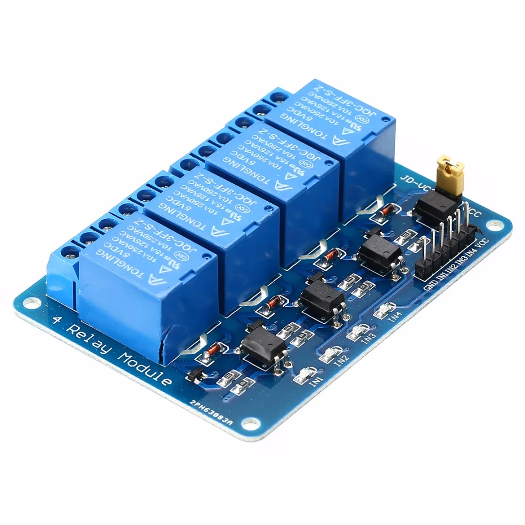 Durable 5V 4 Channel Relay Module With Optocoupler Four Ways Relay Module Board for PIC AVR DSP ARM Arduino 7.5x5.5x1.7cm