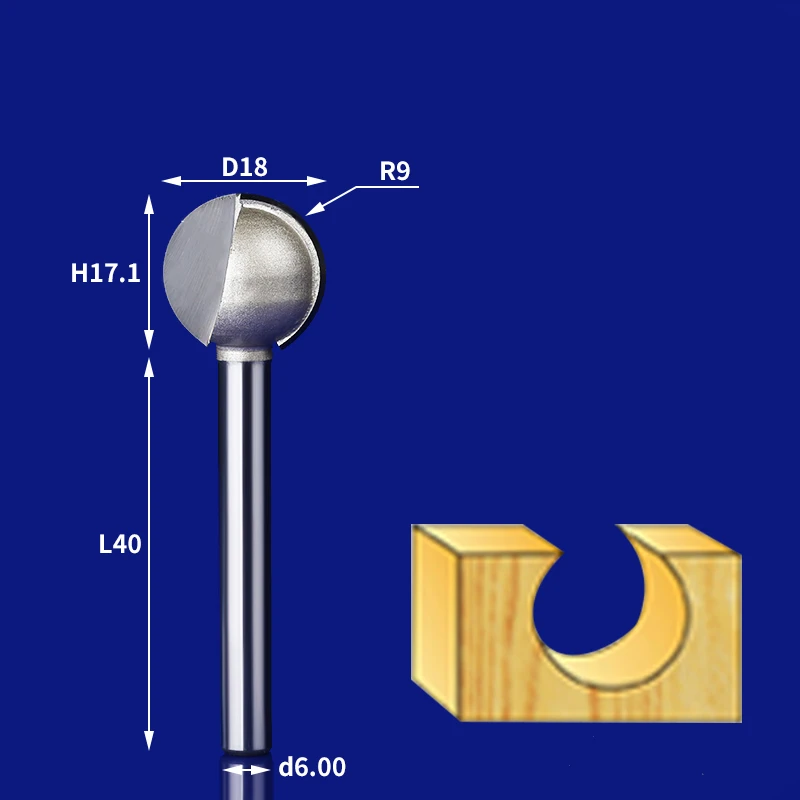 1 шт- ЧПУ твердосплавный деревообрабатывающий фрезерный станок, деревянный шар ножа таблетки, дерево корень гравировки чайный стол фрезерный - Длина режущей кромки: 6mm x 18mm