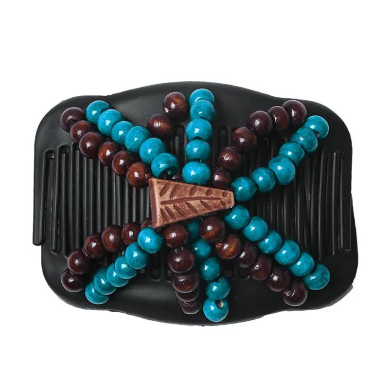 

Magic Comb Stretchable Double Comb Elastic Traditional Women Headwear Wood Beads