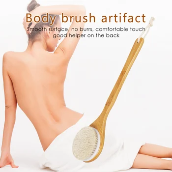 

Y&W&F Body Natural Horse Hair Bath Brush Dry Skin Long Wooden Handle Exfoliation Brush Massager Bath Shower Scrubber Soft