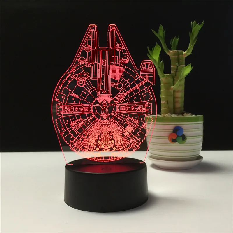 Звездные войны Сокол Миллениум 3D Голограмма лампочка ночник USB Luz De LED сенсорный