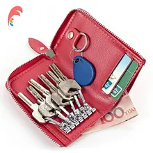 Кошельки для автомобильных ключей, женские, натуральная кожа, ключница, Мужская цепочка для ключей, органайзер, на молнии, держатель для ключей, чехол, кошелек для монет, держатель для карт