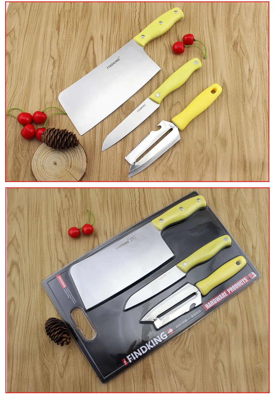 FINDKING набор кухонных ножей из 3 предметов, качественный кухонный нож из нержавеющей стали для мяса, нож для фруктов, много терки