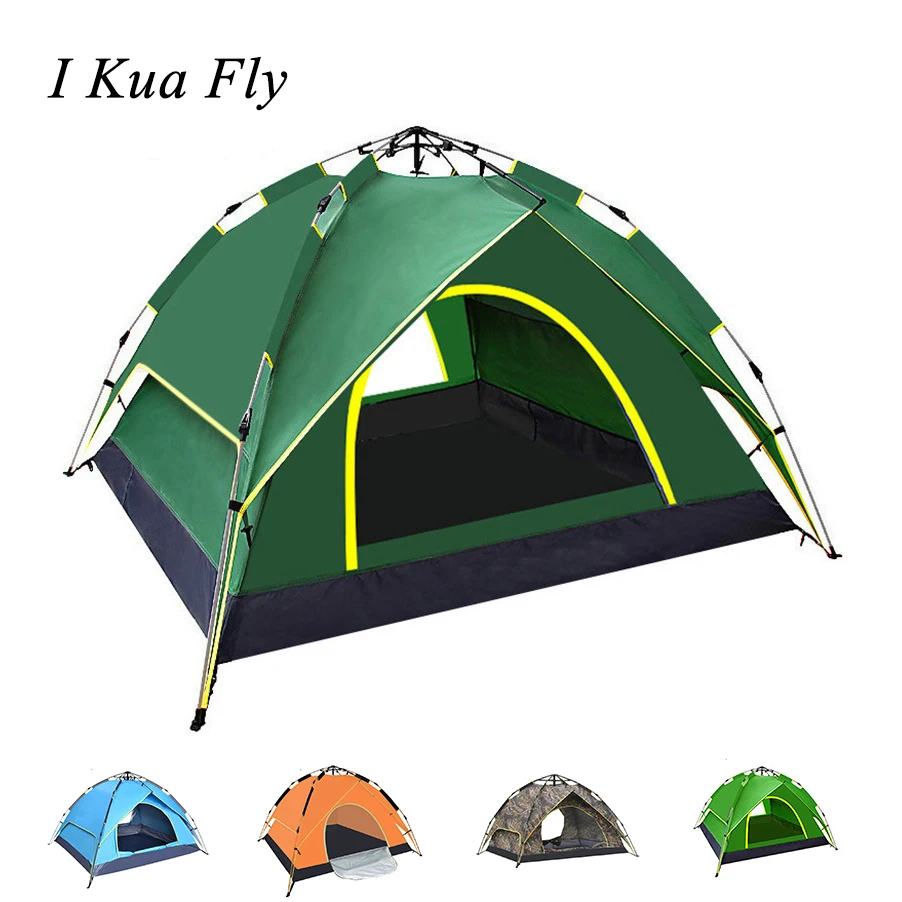 

3-4 Person Automatic Travel Tent Mongolian Yurt Awning Waterproof UV Protection Family Party Camping Hiking Tent 4