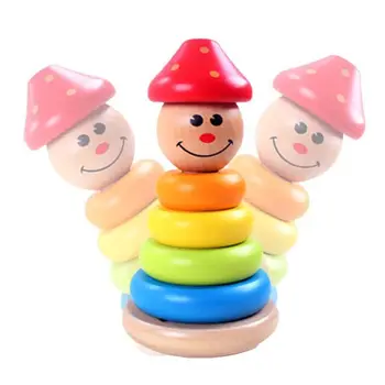 

Kids Educational Toys Cartoon Rainbow Tower Training Creativity Cognitive Wooden Colorful Rings Games Baby Early Learning Toys