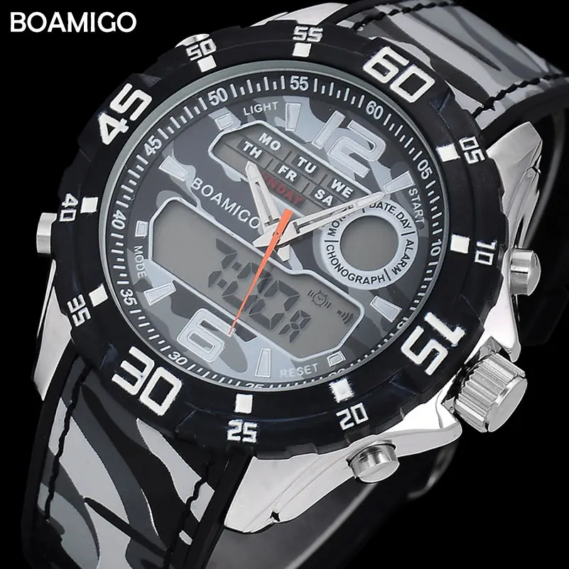 

Military Men Sports Watches For Men Top Brand BOAMIGO Man's Quartz Watches LED Digital Wristwatches Waterproof Relogio Masculino