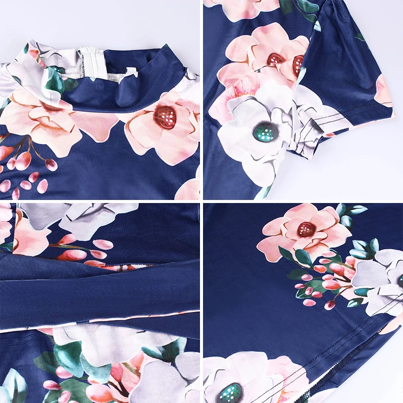 BBYES Autumn Fashion Floral Print Belt Stand Collar Short Sleeve Long Dress Vintage Maxi Dress
Casual Party Dresses Vestidos