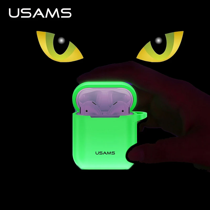 USAMS светящийся чехол для AirPods мягкий силиконовый защитный наушников Air Pods и