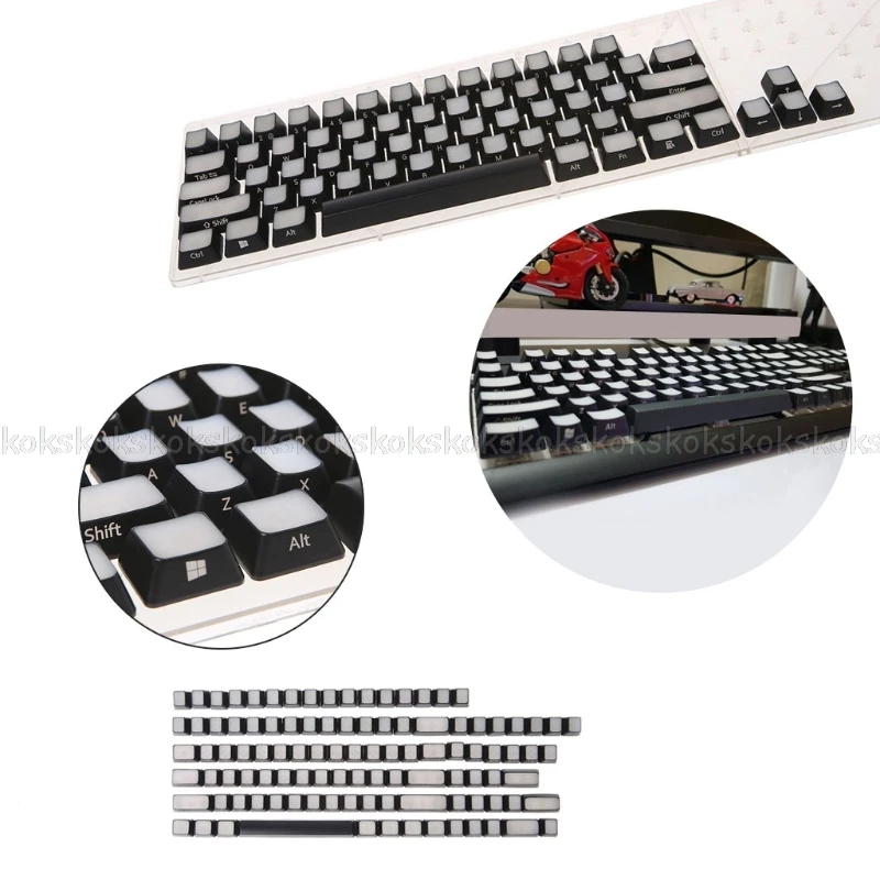 

RGB Front Side Printed Backlit Keycaps 104 ISO ANSI layout Backlit OEM Keycaps Au14 Dropship