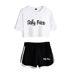 2019 Sally Face Женские комплекты Harajuku новые модные красивые девушки Sally Face открытый пупок комплекты из двух предметов + короткие штаны