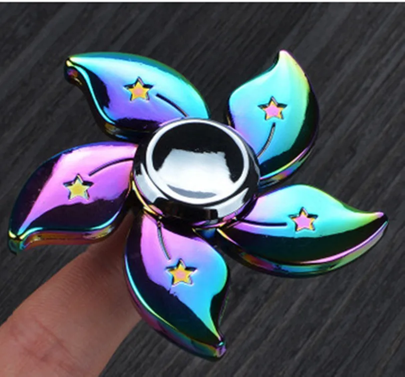 

New Glowing Fidget Spinner Five Leaf Decompression Gyro Alloy Finger Gyro Finger Rotating Toy Gyro Decompression